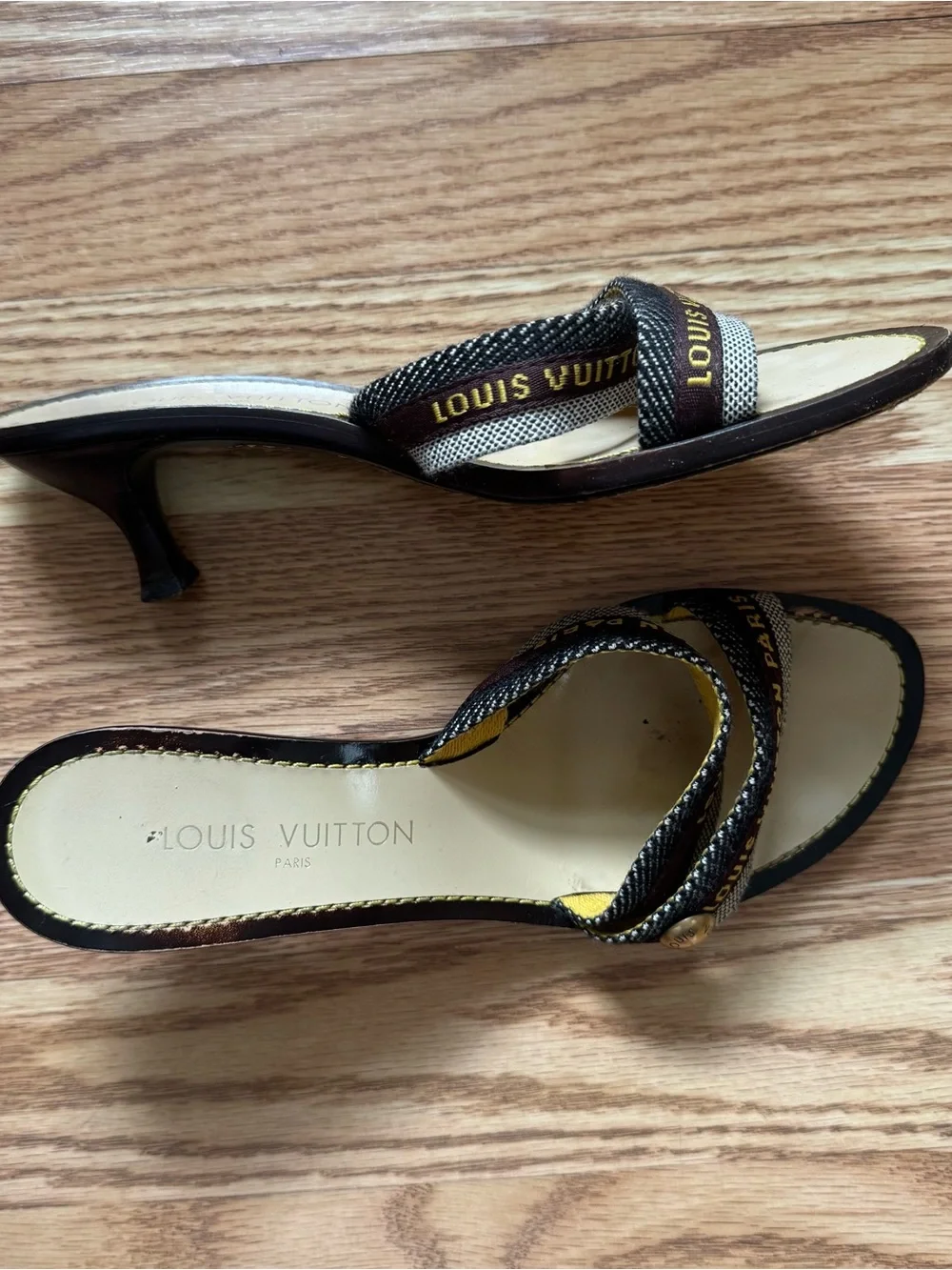 Louis Vuitton Brown & Tan Strappy Heeled Sandals